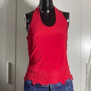 Red halter top
